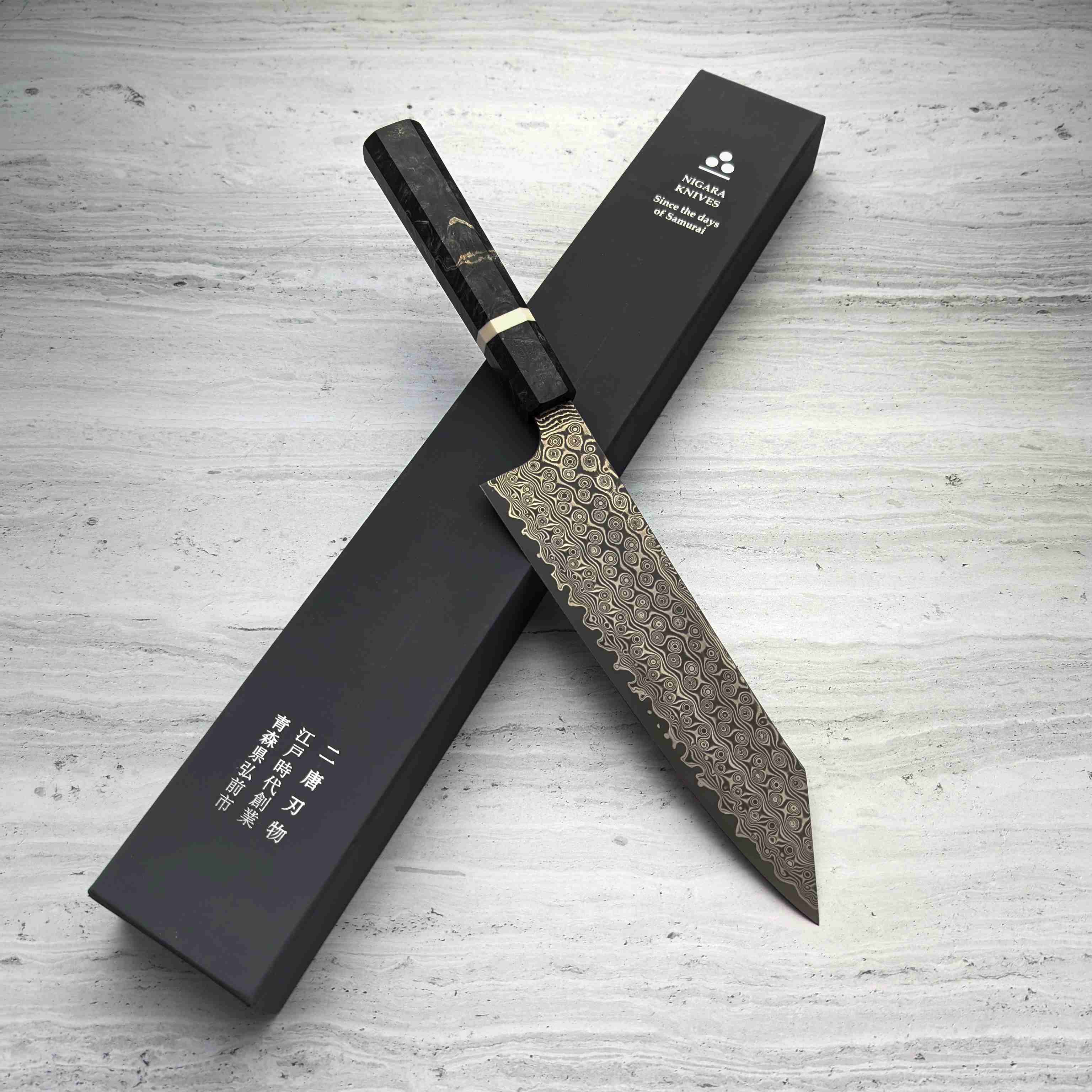 Nigara - Anmon SG2 Raindrop Damascus Kiritsuke-Tip 210mm Gyuto