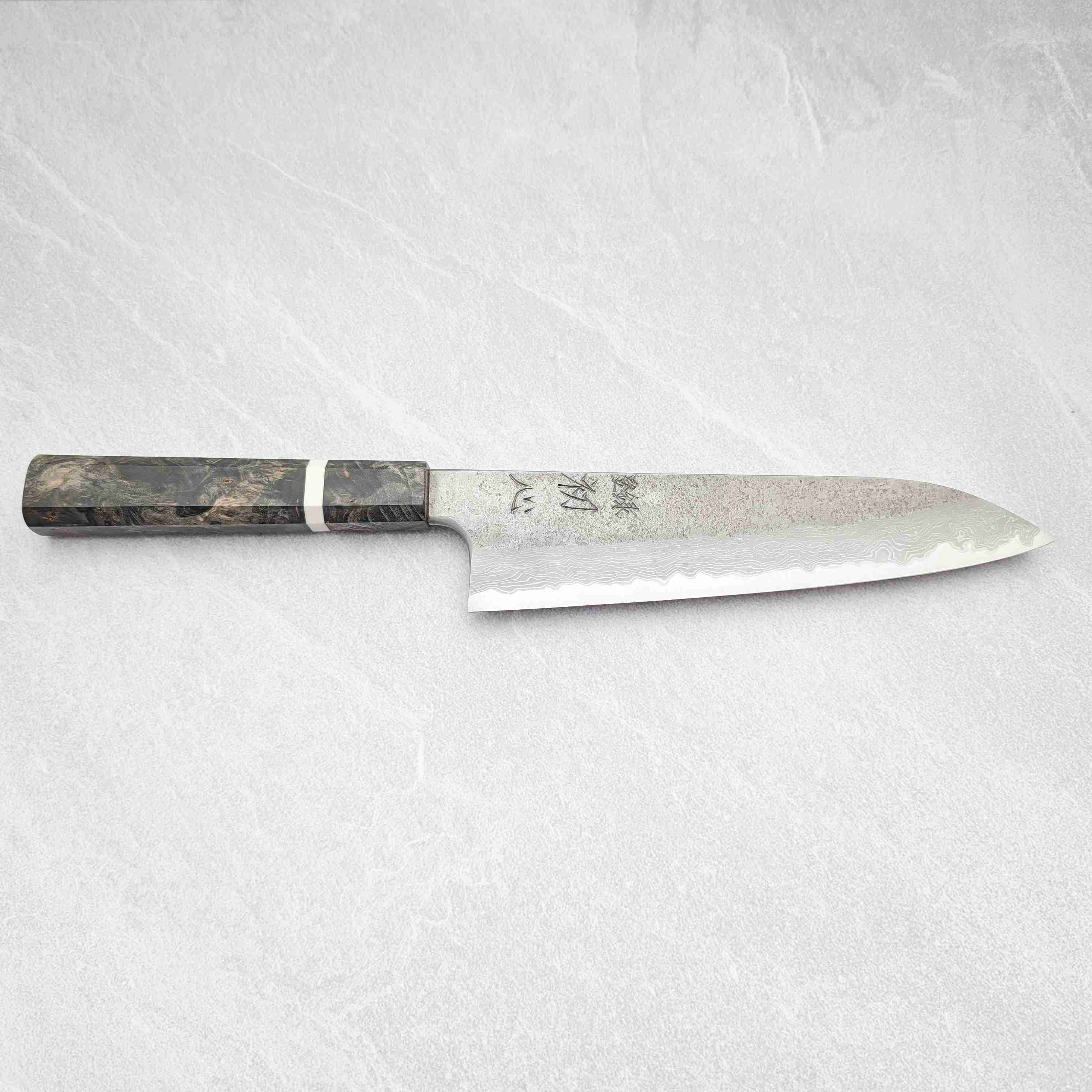 Hatsukokoro Ryusui by Nigara - Blue 2 Damascus Nashiji 210mm Gyuto