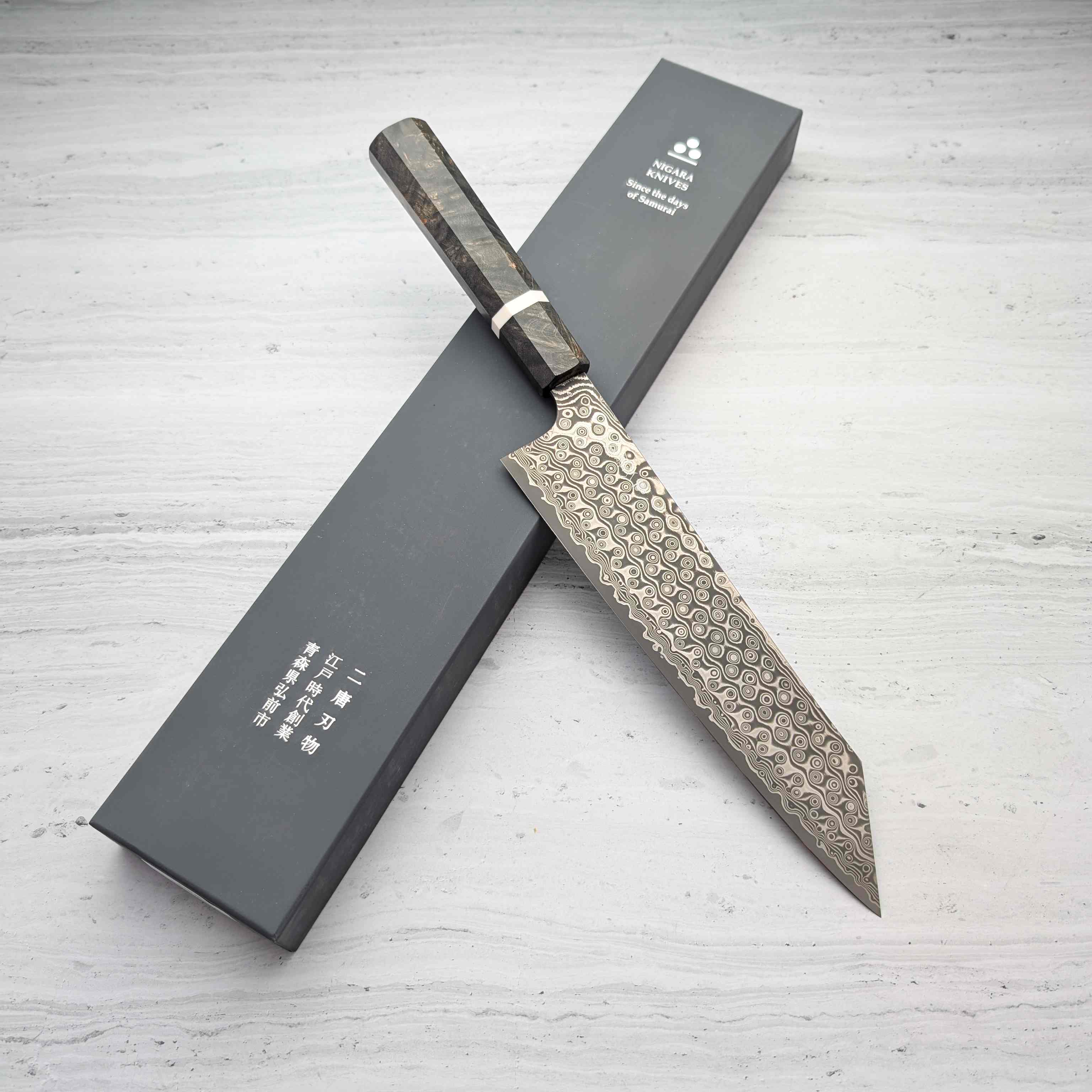 Nigara - Anmon SG2 Raindrop Damascus Kiritsuke-Tip 240mm Gyuto