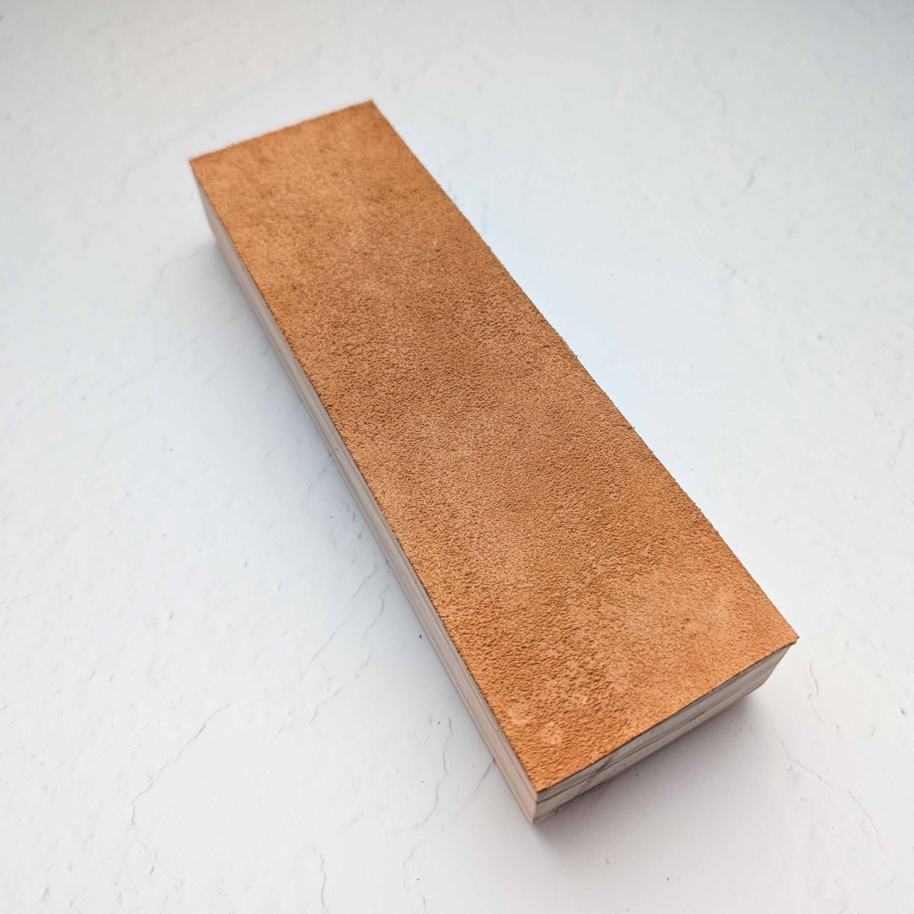 Benchtop Leather Strop - Light Timber - Suede Side