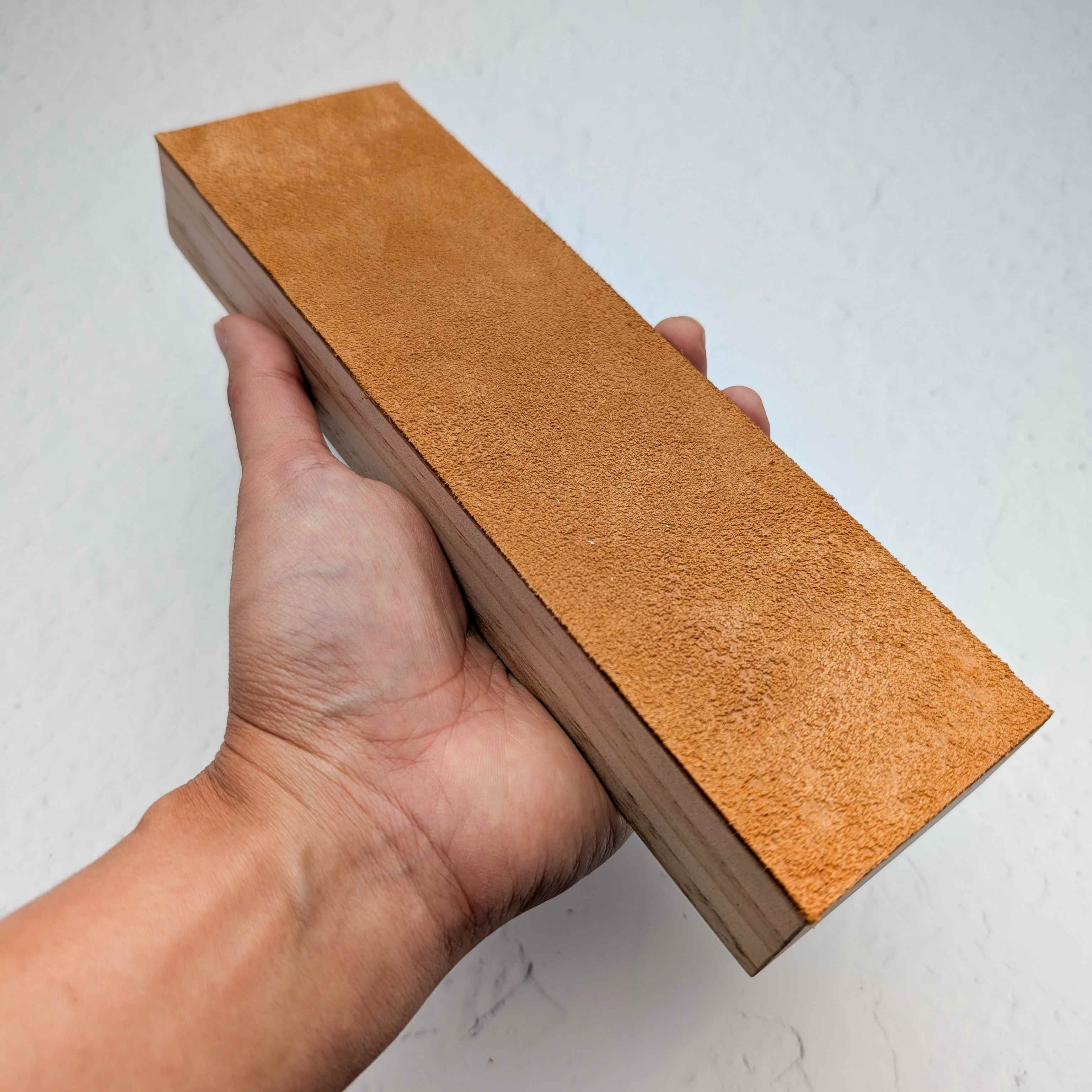 Benchtop Leather Strop - Light Timber - Suede Side