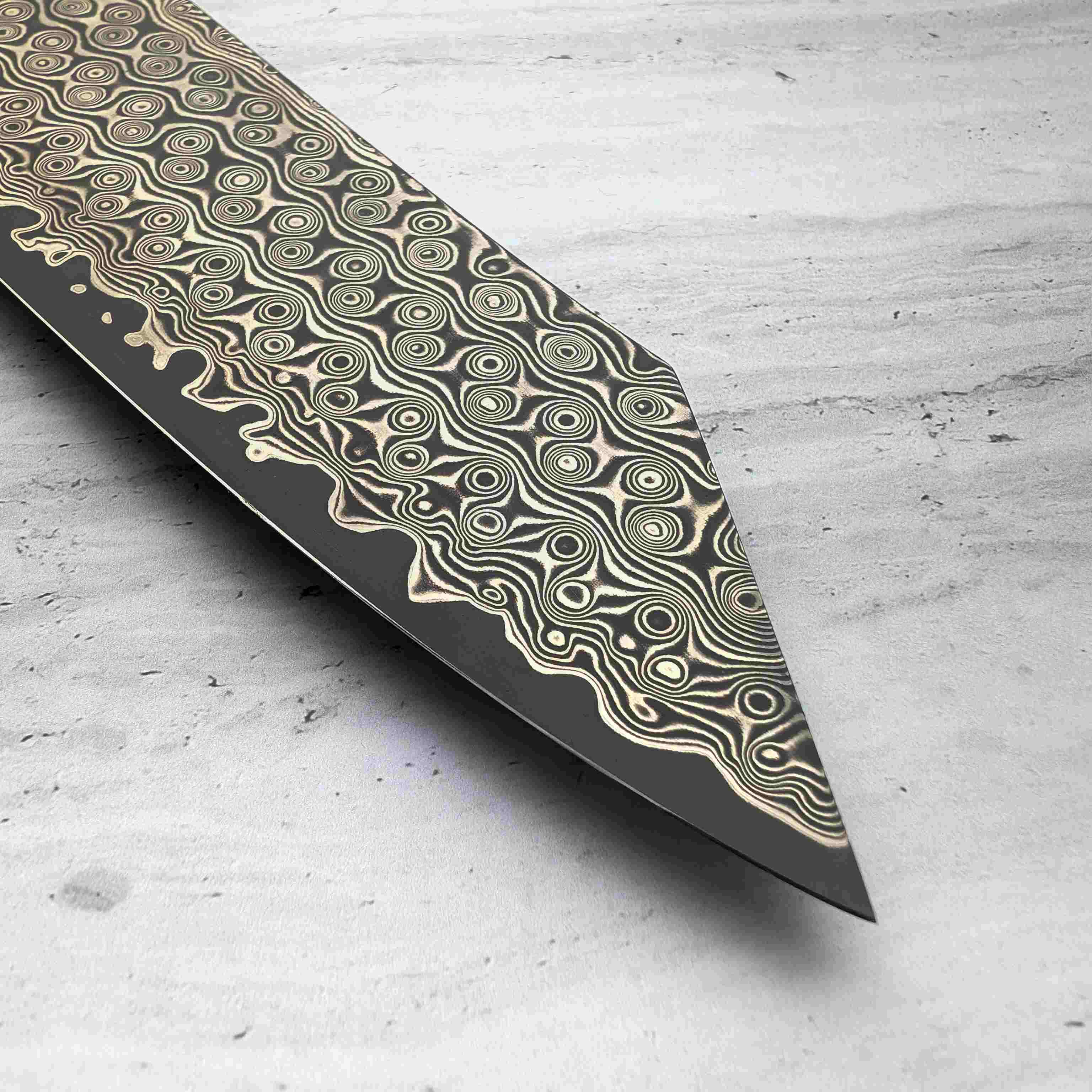 Nigara - Anmon SG2 Raindrop Damascus Kiritsuke-Tip 240mm Gyuto