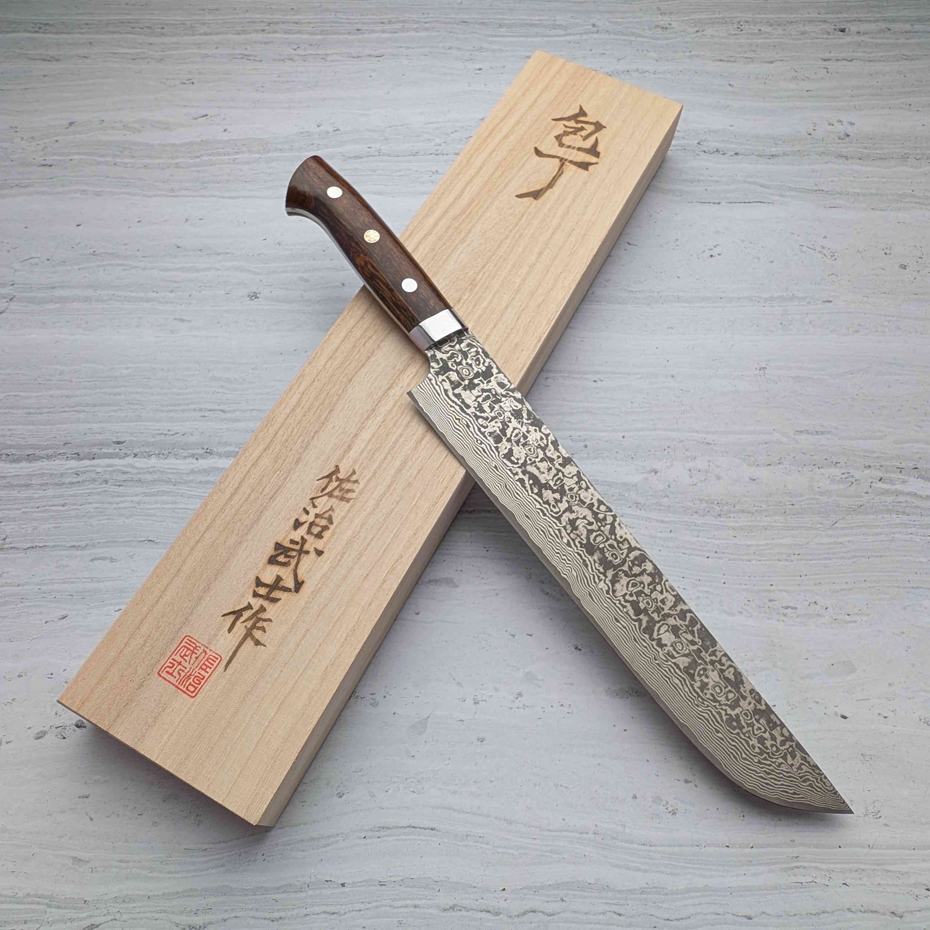 Takeshi Saji - SG2/R2 Black Damascus Sakimaru 240mm Sujihiki