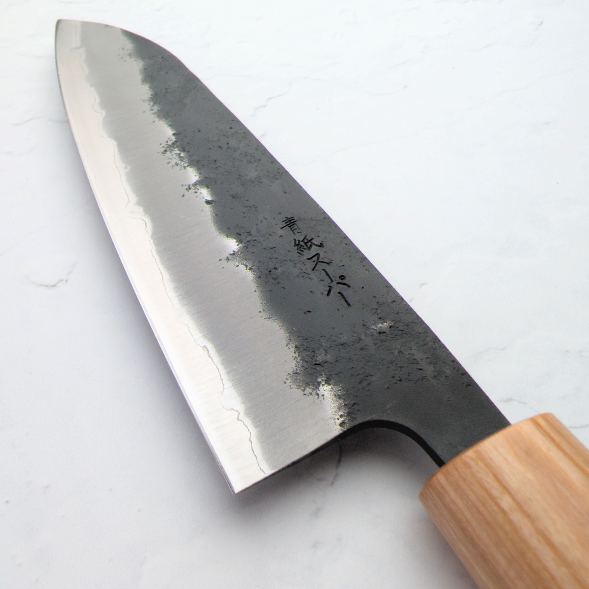 Tsunehisa -Blue Super Kurouchi Nashiji 165mm Santoku