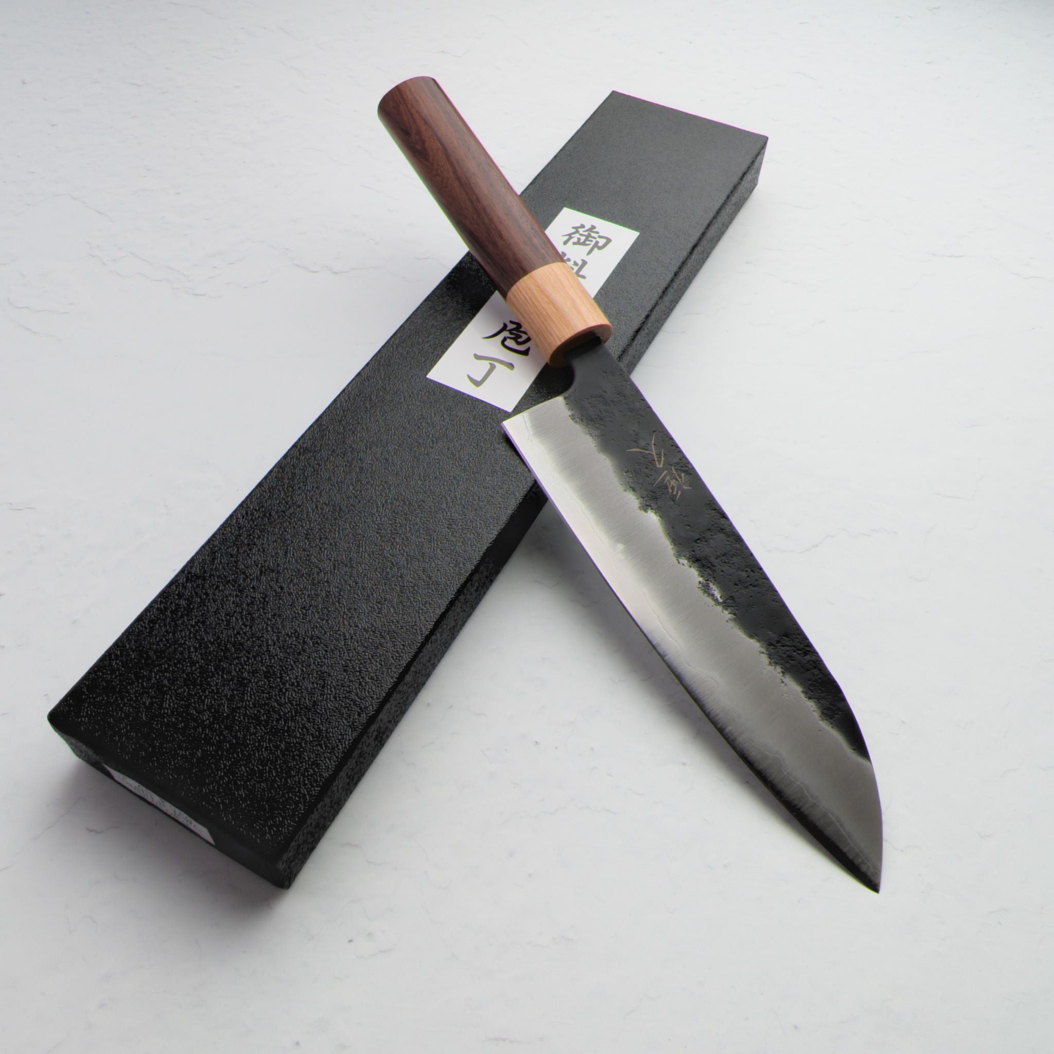 Tsunehisa -Blue Super Kurouchi Nashiji 165mm Santoku