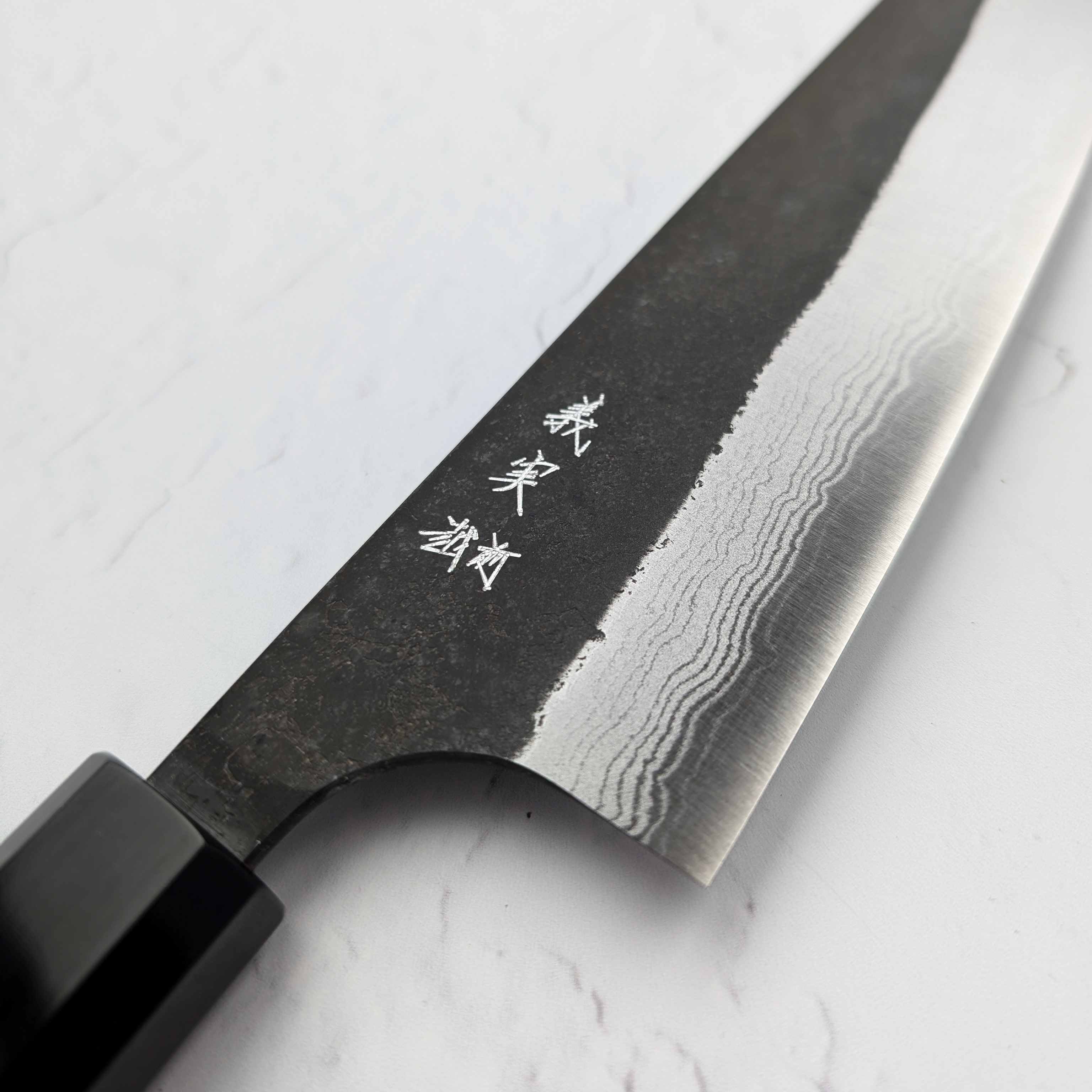 Yoshimi Kato - Blue Super Kurouchi Damascus 175mm Bunka